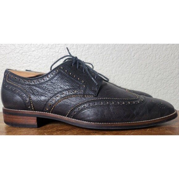 Vintage Cole Haan Grand.OS Mens Size 10 M Black Leather Wingtip Oxford Shoes